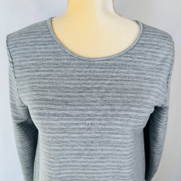 Garnet HIll Dress Women M Gray Striped Jersey 3/4 Sleeve Leisure Stretch Minimal - Picture 2 of 12